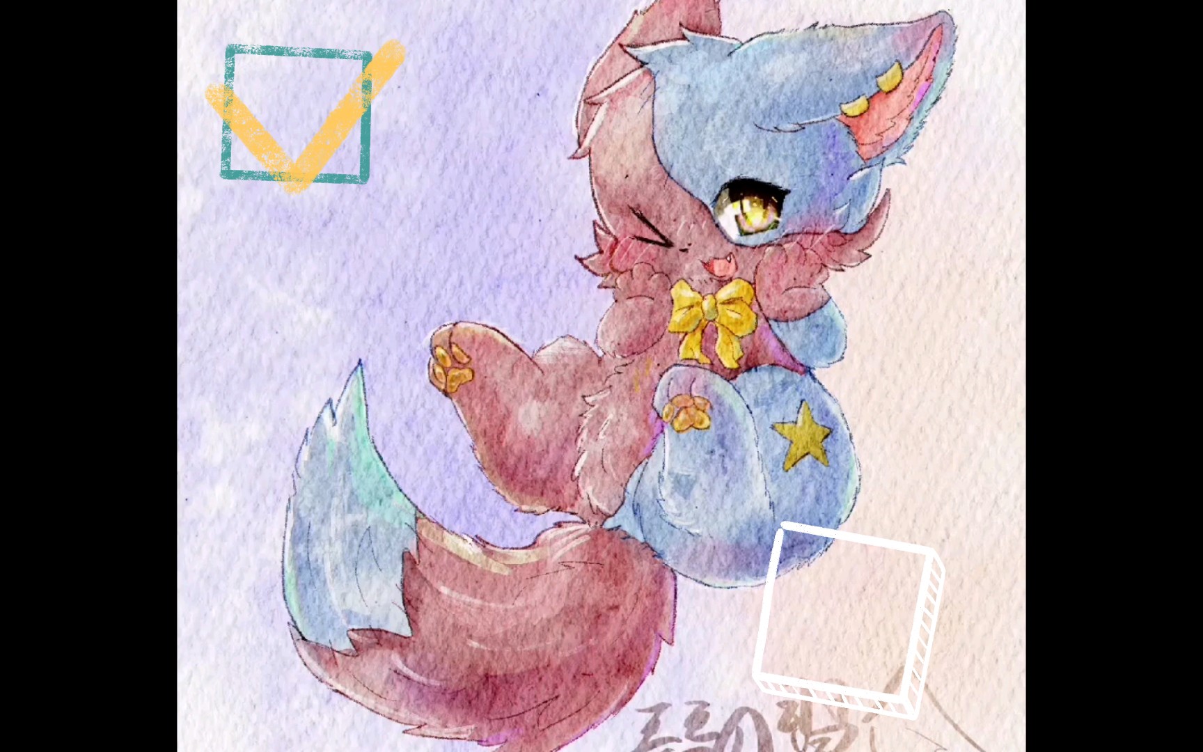 兽设绘画小狗狗的耳朵支棱起来了