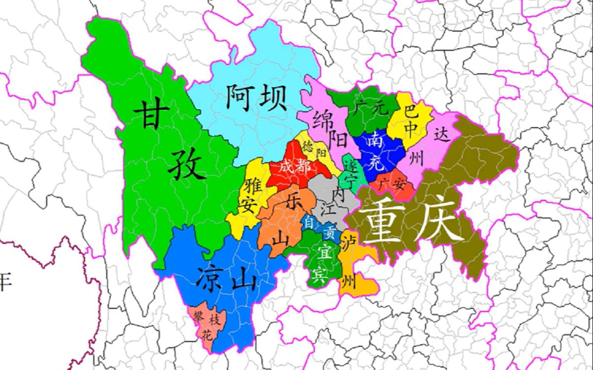 四川政区分布图图片
