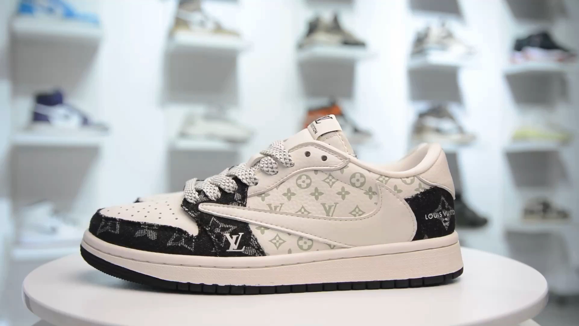【实拍欣赏】air jordan 1 low 定制lv联名 ts倒钩 黑白印花