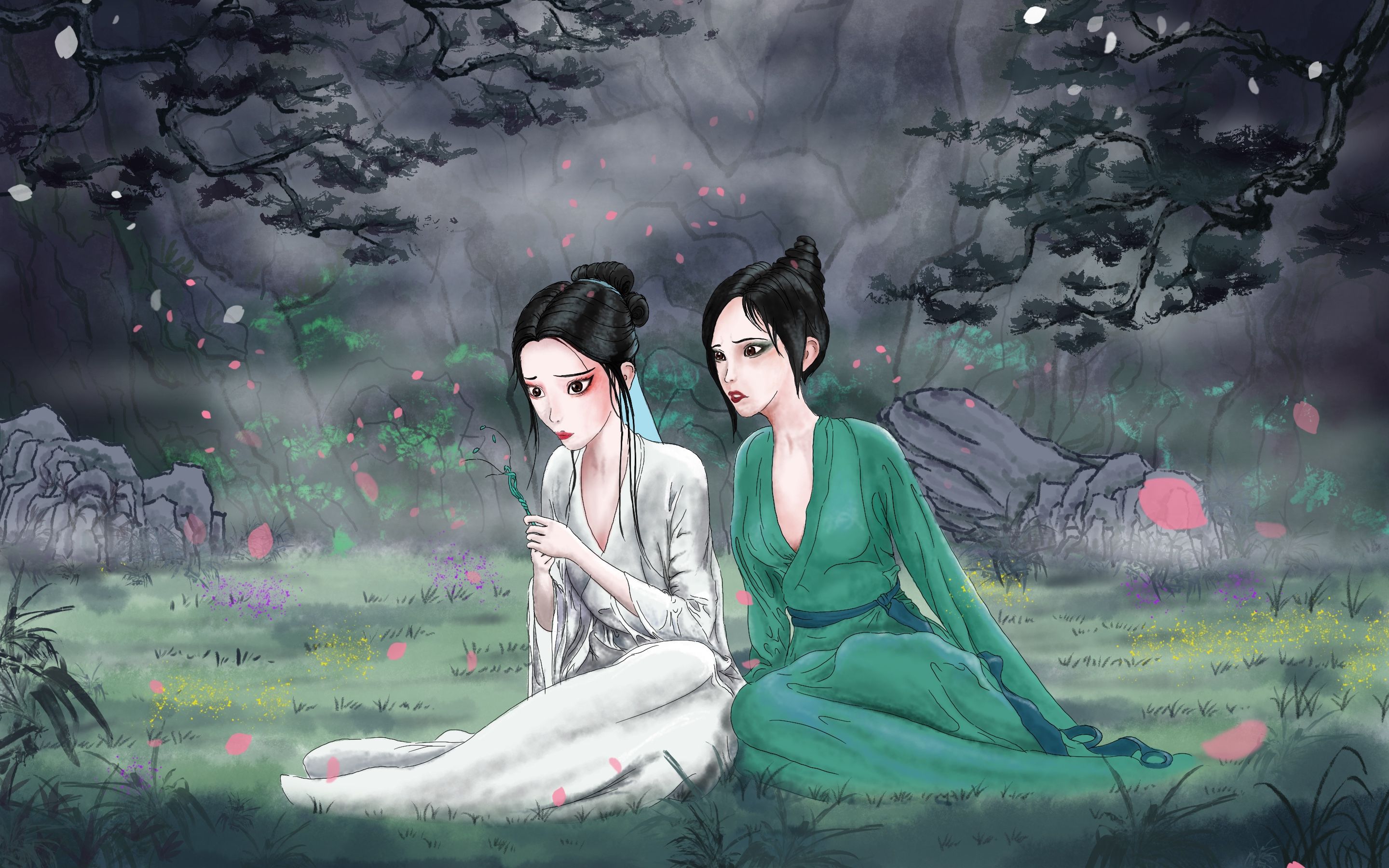 【procreate】临摹白蛇缘起青白相依为橘的场景,纯新手用procreate