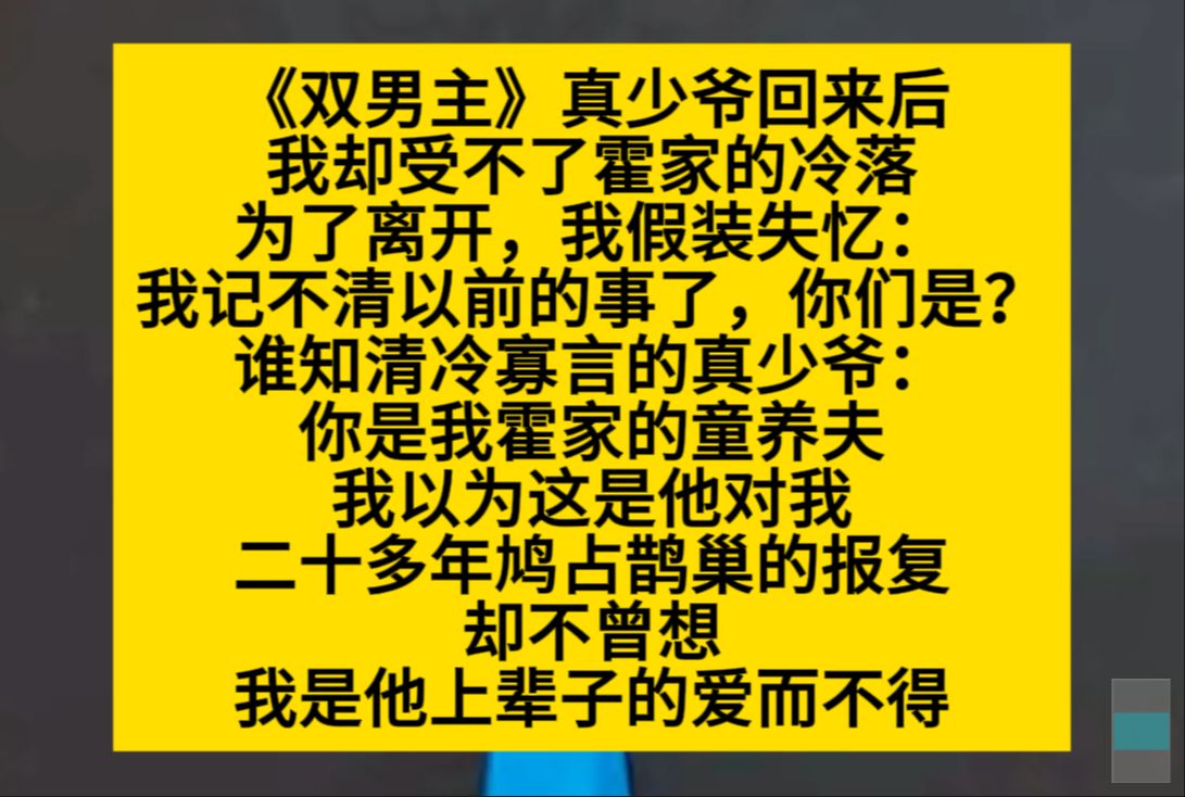 原耽推文 真少爷回来后,我受不了冷落,装失忆想走,结果真少爷:你是我的童养夫……哔哩哔哩bilibili