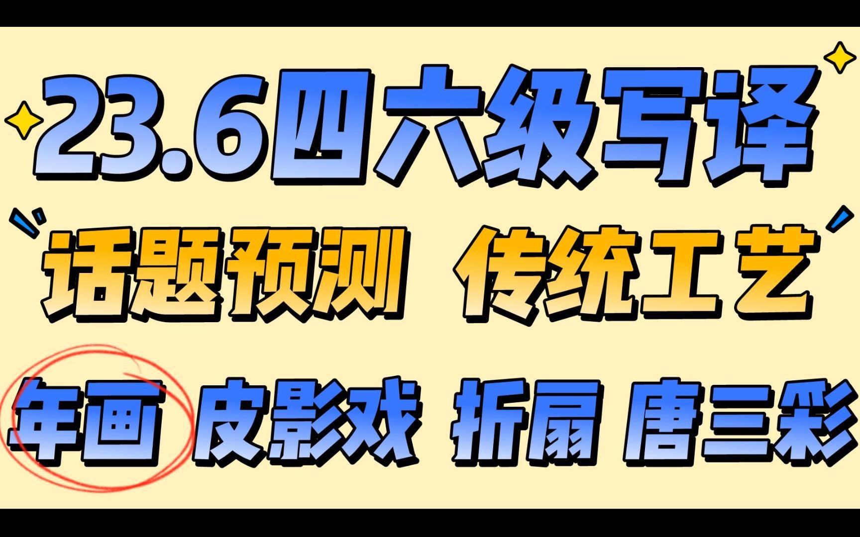 6月四六级翻译会考什么话题?【day1】传统工艺——年画2哔哩哔哩bilibili