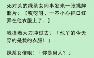 下载视频: 【双男主】死对头的绿茶女同事发来一张挑衅照片，我提着大刀冲过去，绿茶女傻眼：「他的备注宝贝是男人？」「那他为什么给你备注宝贝！」