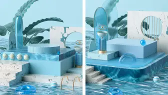 【C4D教程】C4D-OC夏日清凉场景渲染【翘翘日志】
