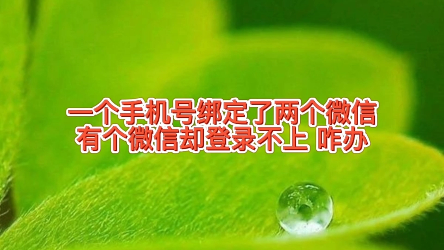 一个手机号绑定了两个微信，有个微信缺登录不上了，咋回事咋解决