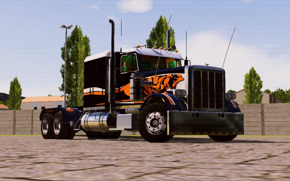 世界卡车模拟-彼得比尔特 359 6x2 长头运输双挂木头(2)