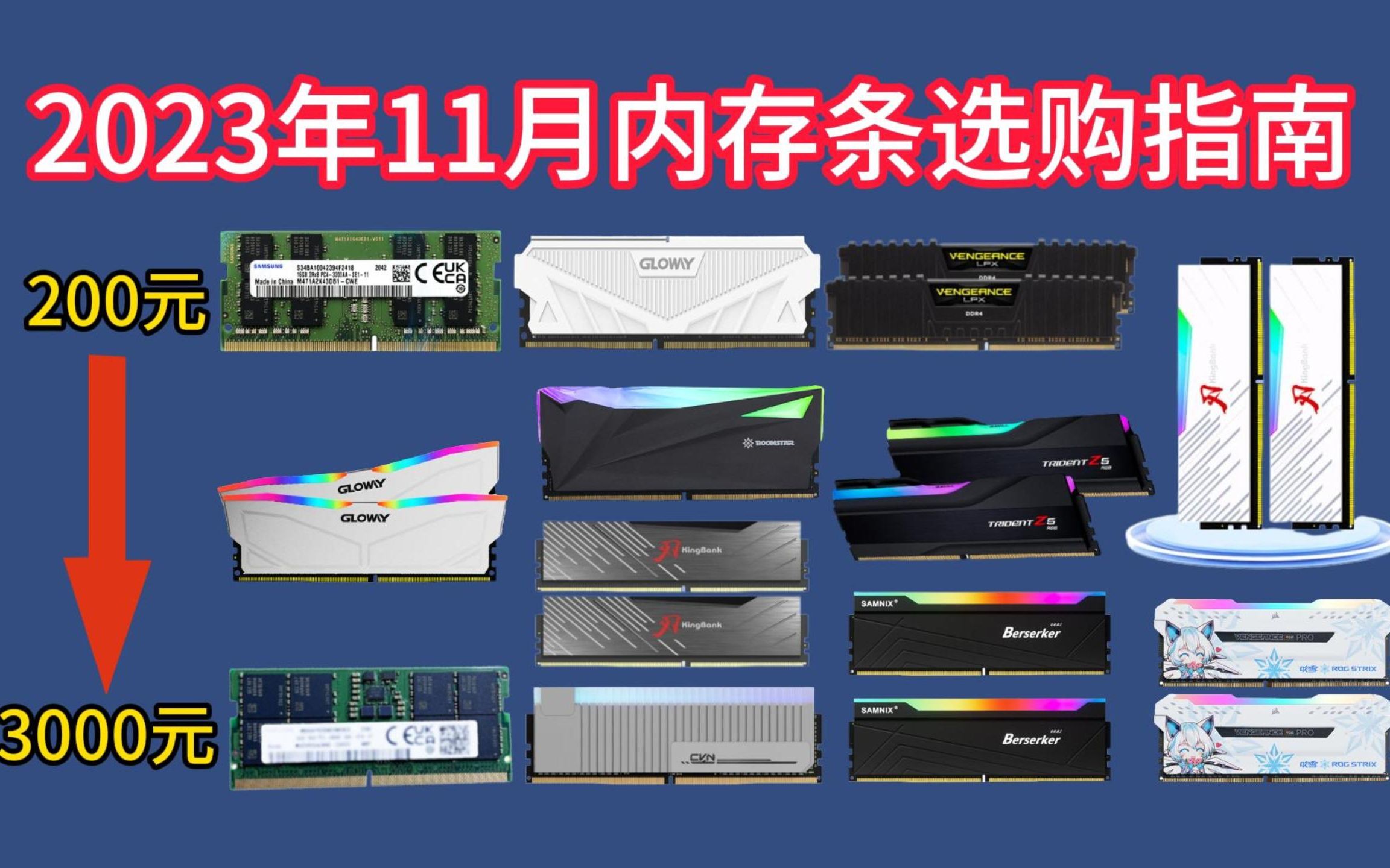 【DIY】2023年11月值得购买的内存条选购指南!DDR4/DDR5内存条推荐!金百达、光威、美商海盗船、威刚、金士顿等品牌推荐!哔哩哔哩bilibili