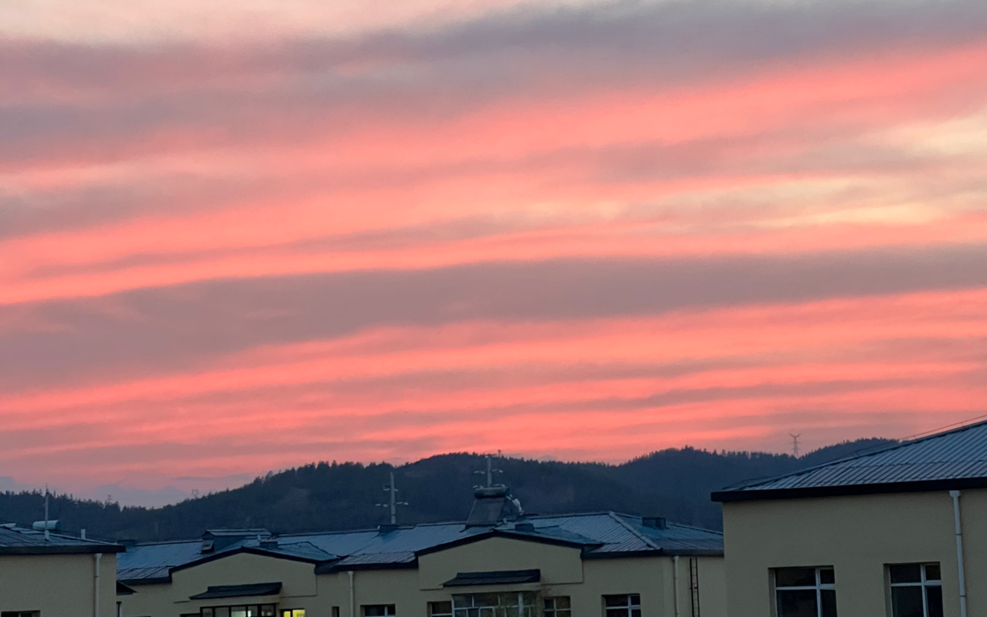 夕阳的照片 粉色图片