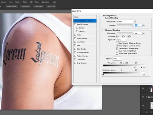 在 photoshop 中使用纹身字体为照片添加逼真的纹身