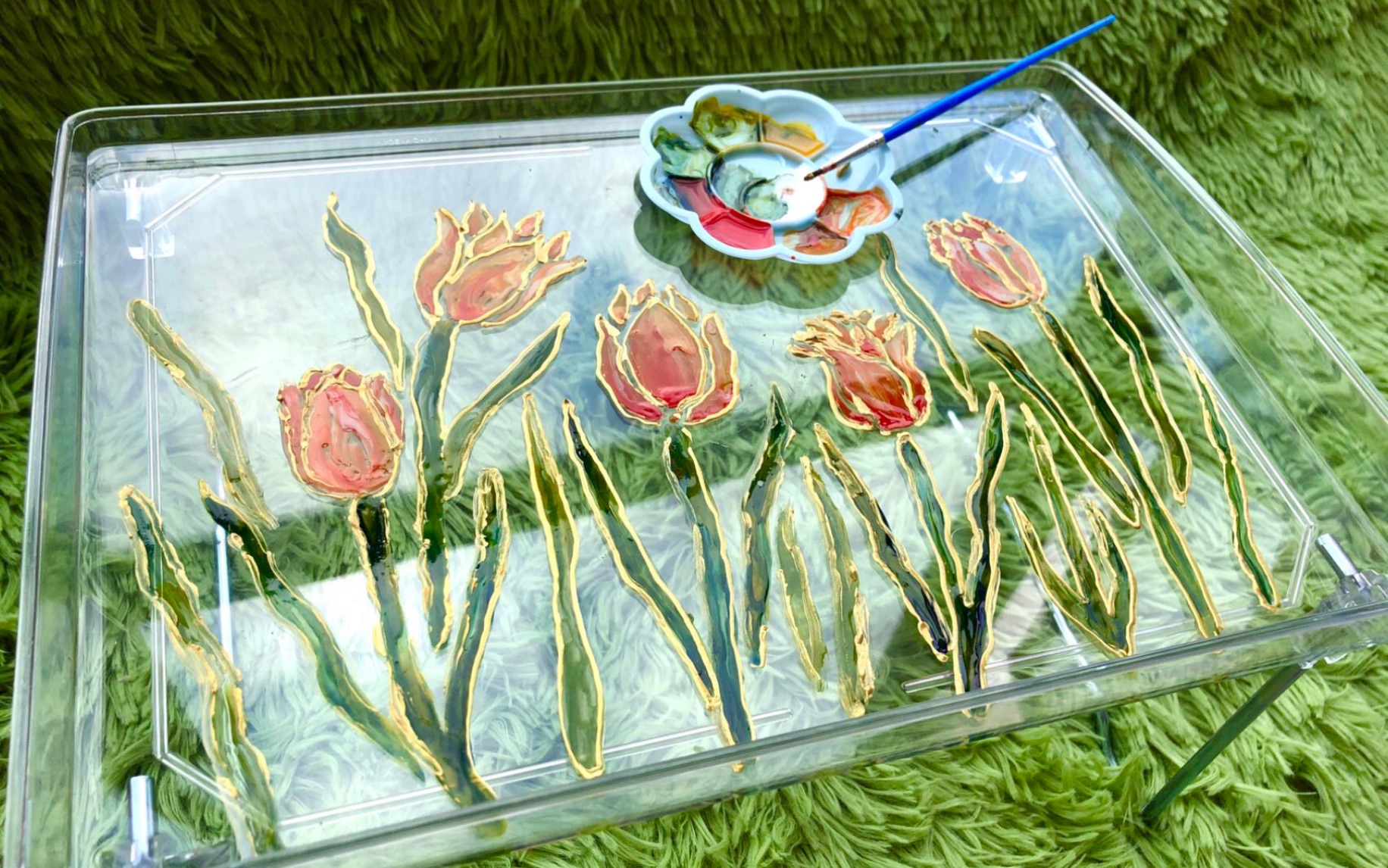 郁金香玻璃画