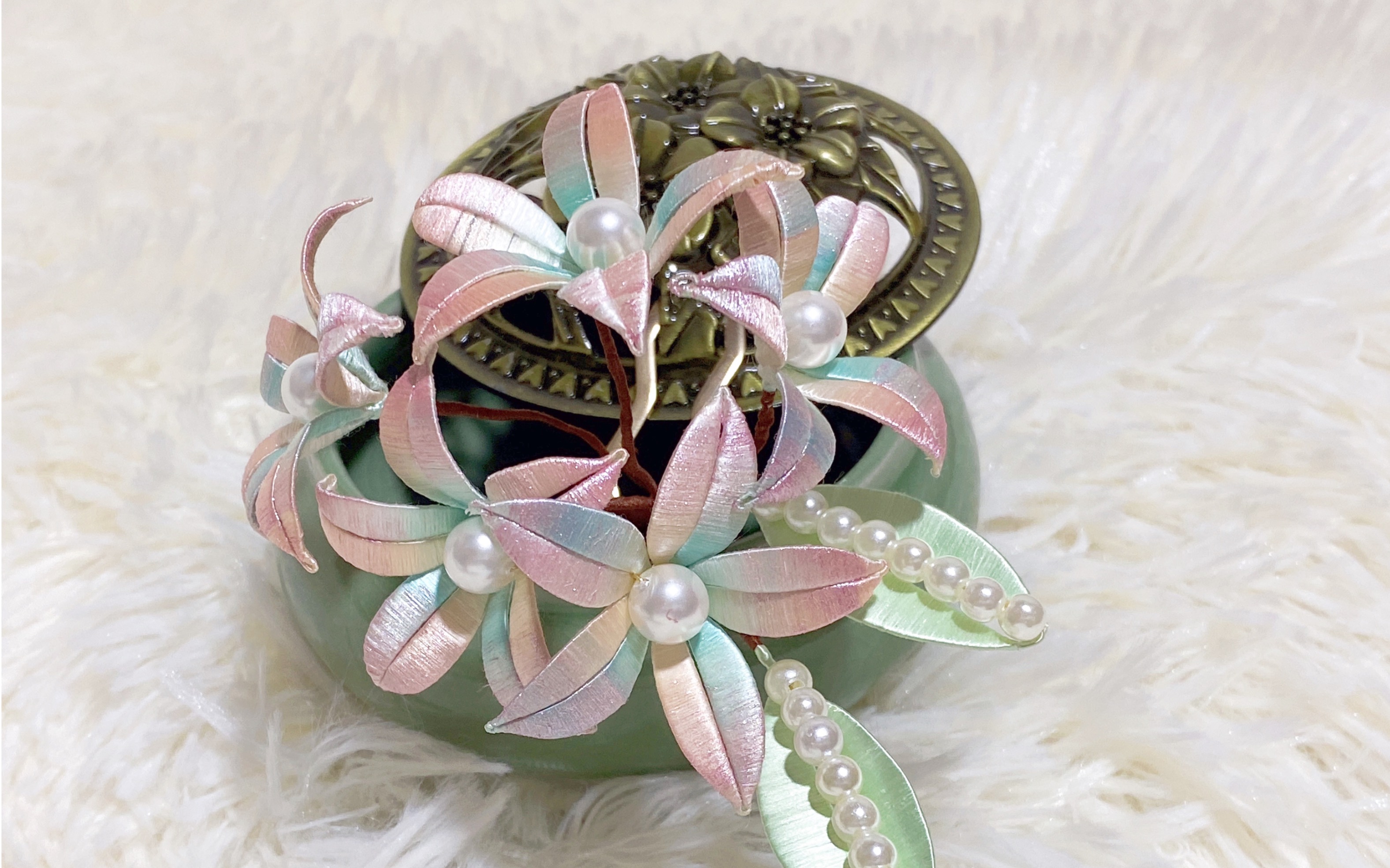 一个完整的缠花教程,一根铜丝缠花,染色,凹造型