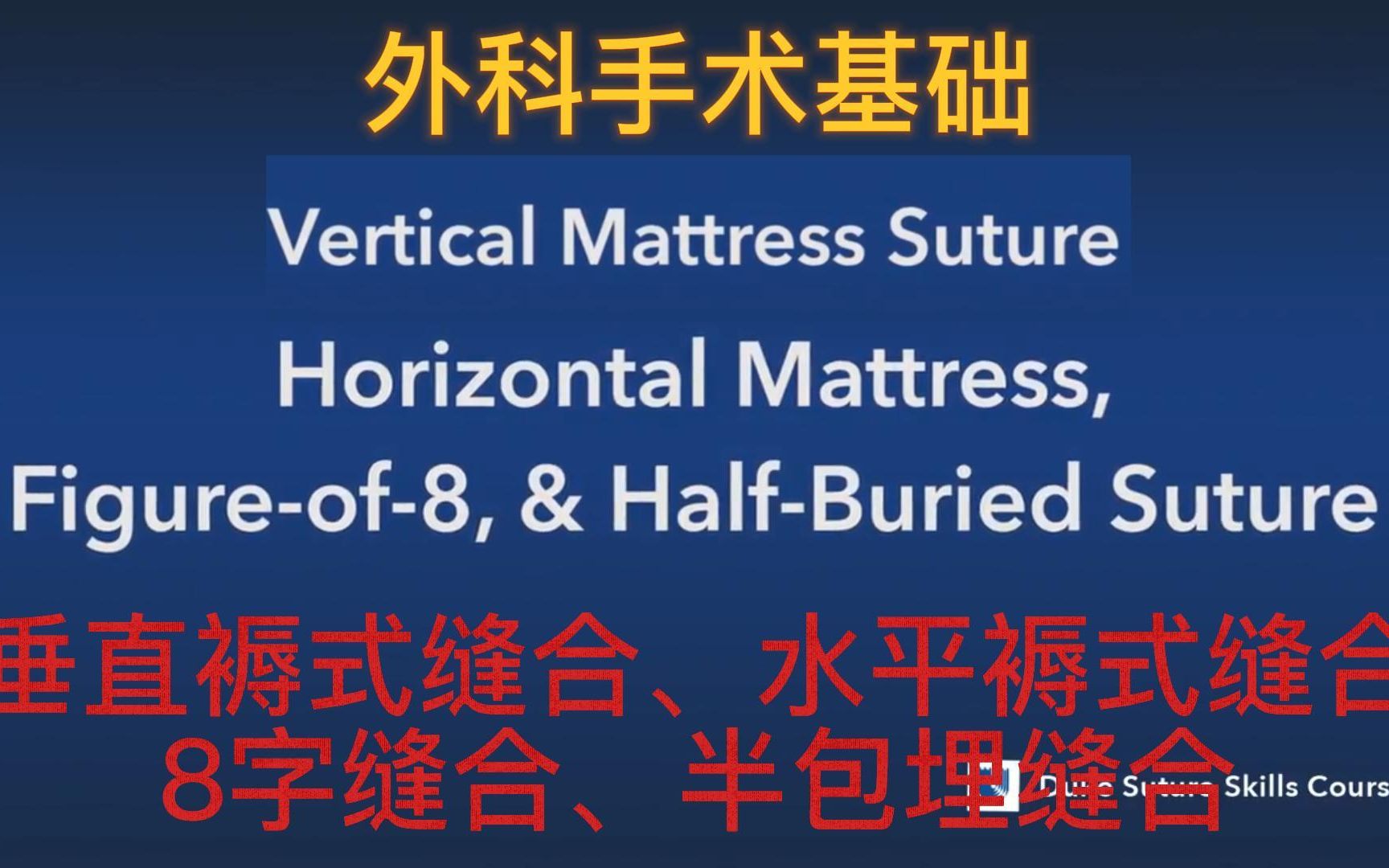 外科手術基礎跟著大師學習外科縫合垂直褥式縫合水平褥式縫合8字縫合