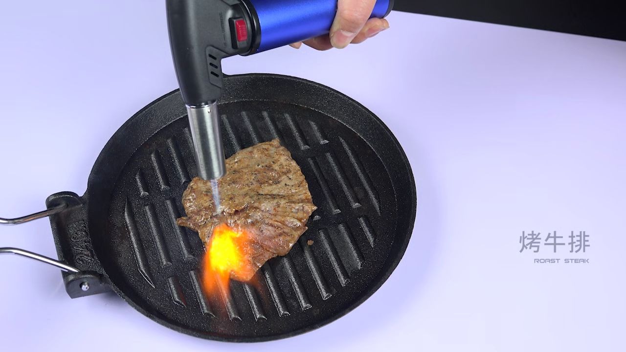 高温充气喷枪制作焦糖布丁喷枪烤牛排破洞易拉罐