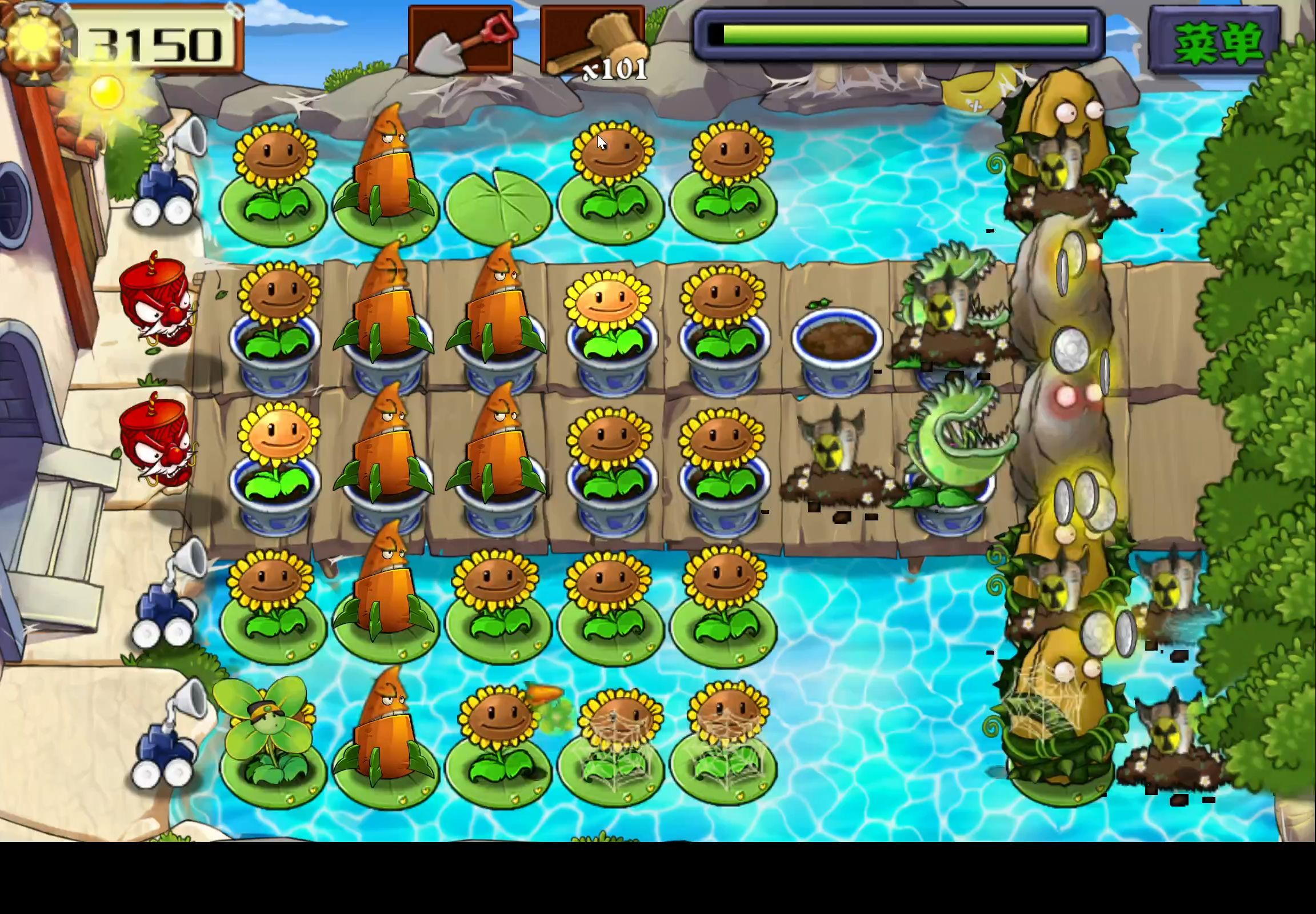 pvz整合版:胡萝卜导弹,藤蔓坚果,石果子,超级大嘴花