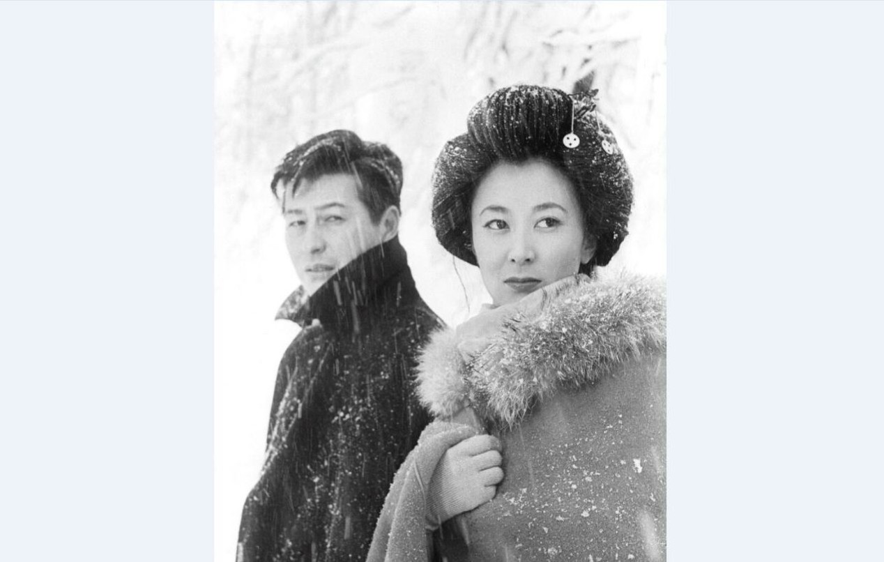 [图]【日影】岸惠子 池部良｜1957东宝映画《雪国》片段