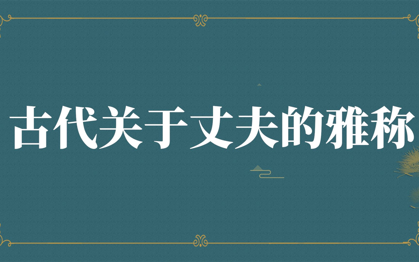 【中国文化之美】古代关于丈夫的雅称 | 文学素材积累哔哩哔哩bilibili