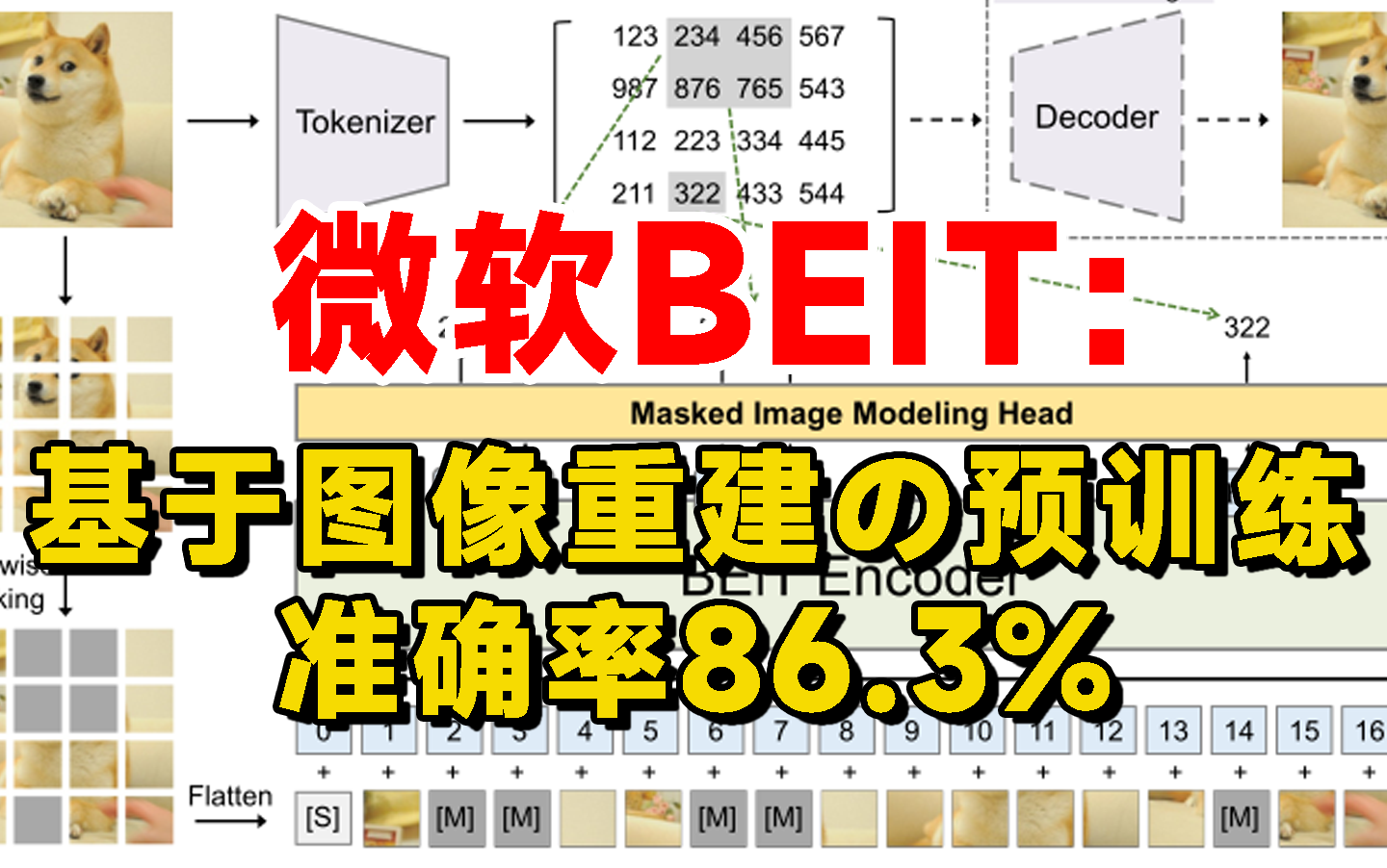 BEIT:基于图像重建进行预训练,Top1准确率达86.3%!代码已开源!附BERT教程——自然语言处理/深度学习/神经网络哔哩哔哩bilibili