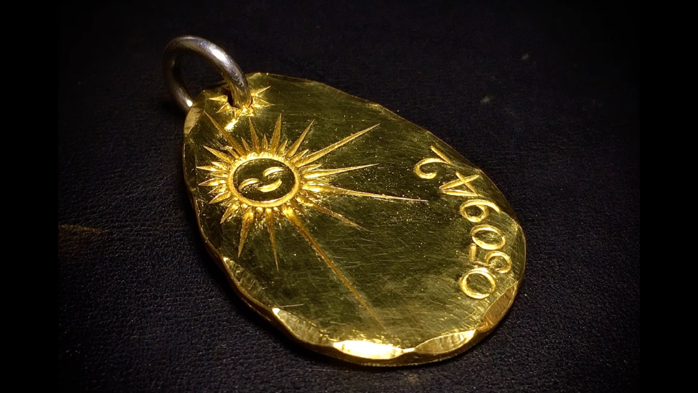 手工银饰 金饼挂坠