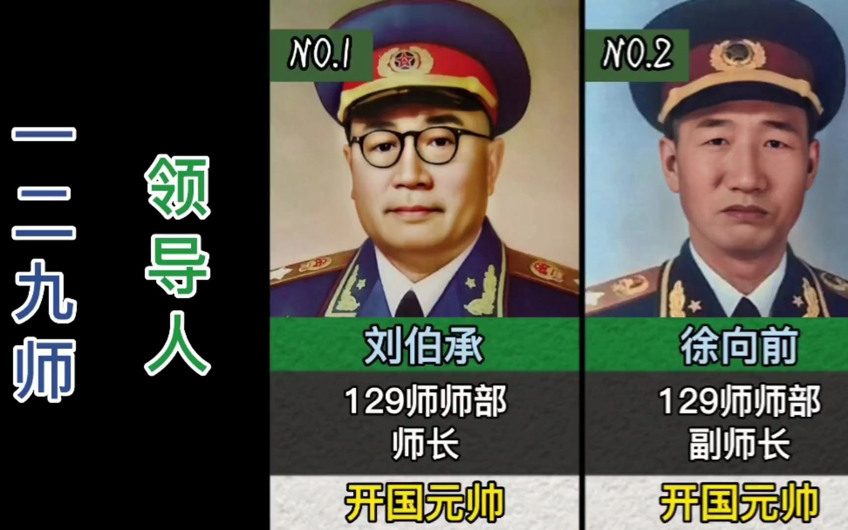 129师领导人,2位元帅,4位中将哔哩哔哩bilibili