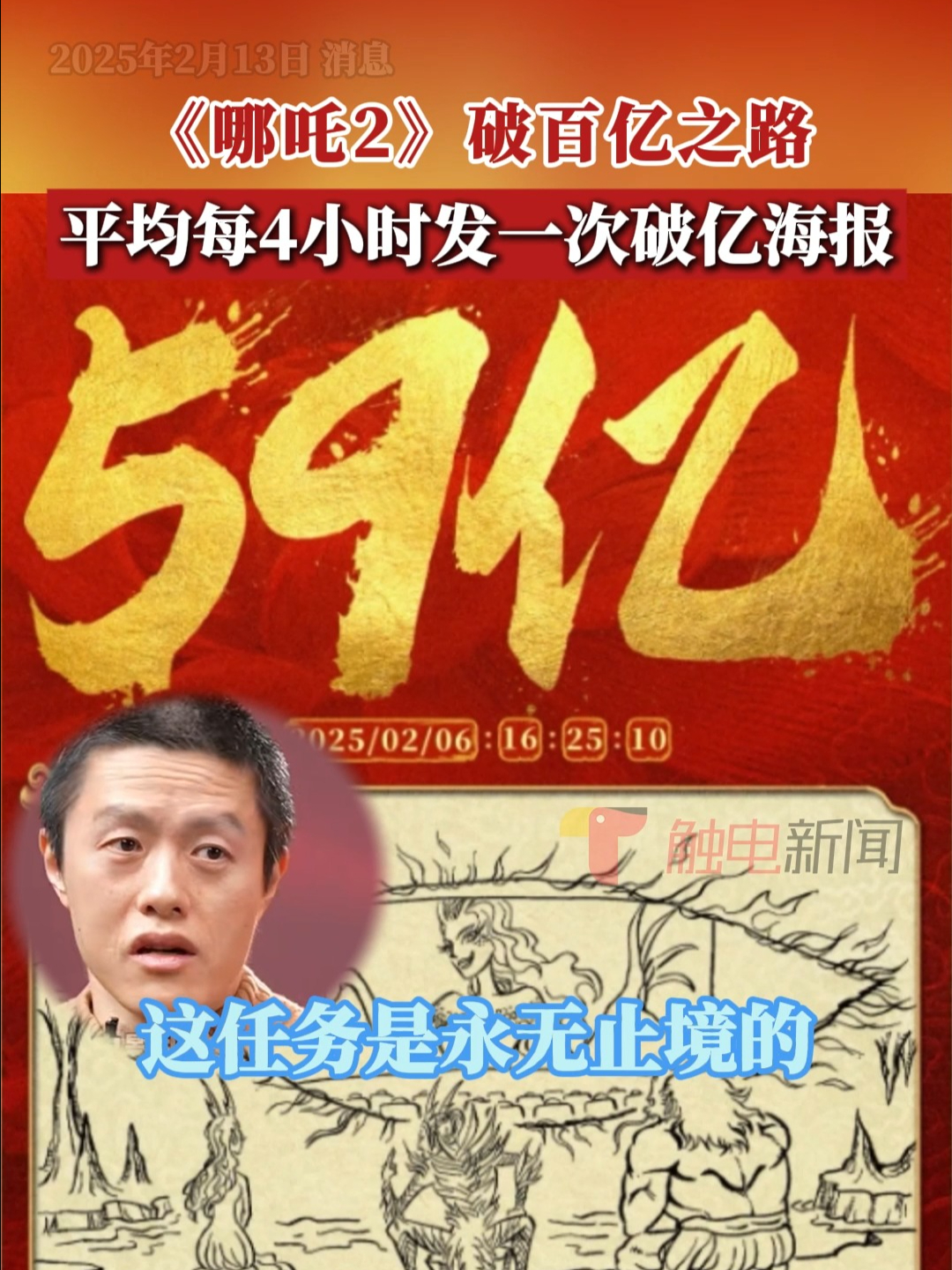 《哪吒2》破百亿之路,平均每4小时发一次破亿海报哔哩哔哩bilibili