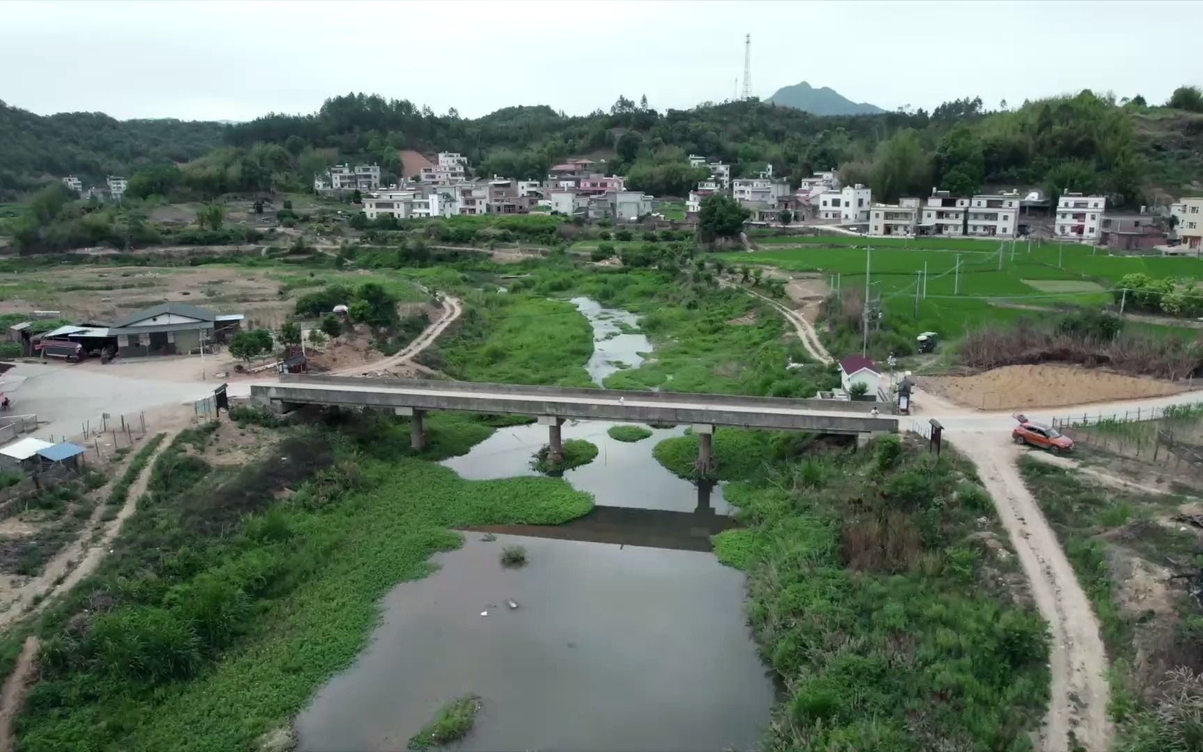 航拍河源紫金县龙窝镇庆丰村