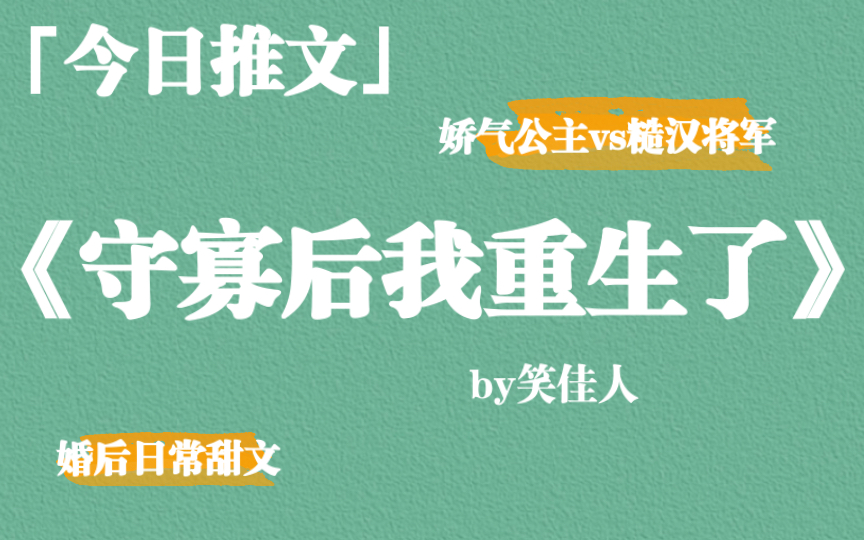 【推文】娇气公主vs糙汉将军,婚后日常甜文《守寡后我重生了》by笑佳人哔哩哔哩bilibili