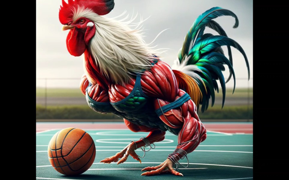 公鸡打篮球图片
