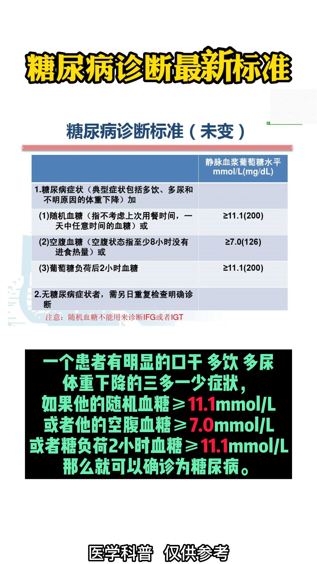 [图]糖尿病最新诊断标准