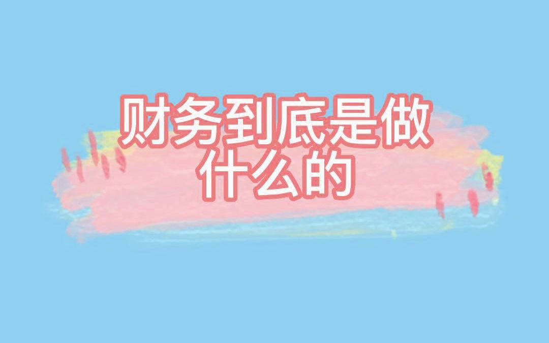 财务到底是做什么的哔哩哔哩bilibili