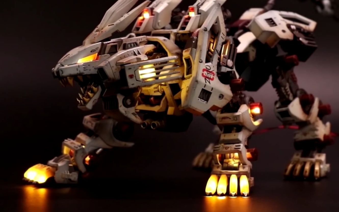 模型技巧寿屋索斯机械兽白色零式长牙狮还原封绘效果的加灯中文字幕