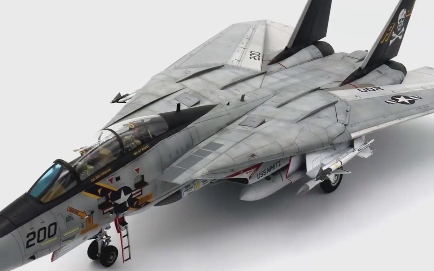 1/48 f-14a "雄猫"舰载战斗机模型制作-jolly rogers海盗旗中队涂装