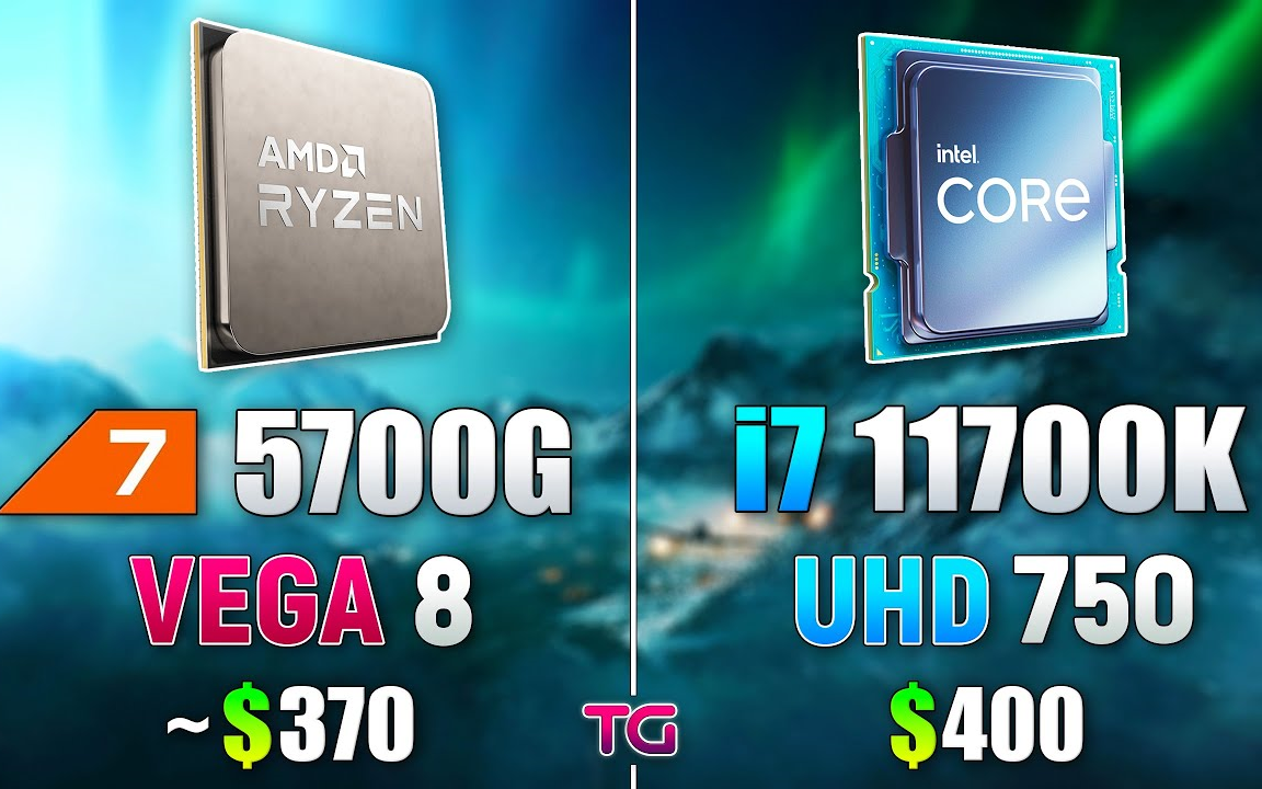 cpu 集显游戏性能对比 ryzen 7 5700g (vega8) vs i7-11700k (uhd750)