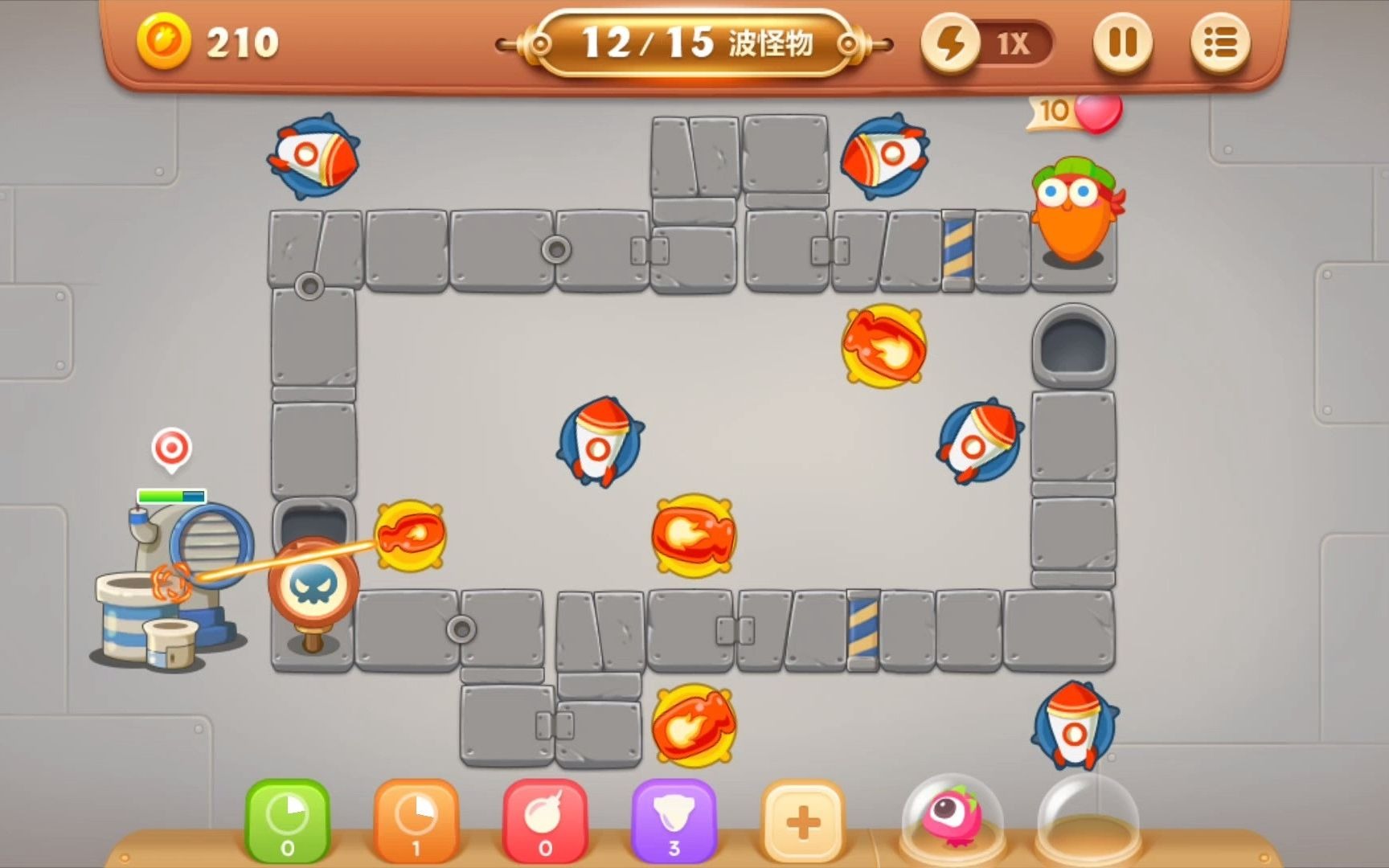 保卫萝卜3—工厂13关—全清零被咬