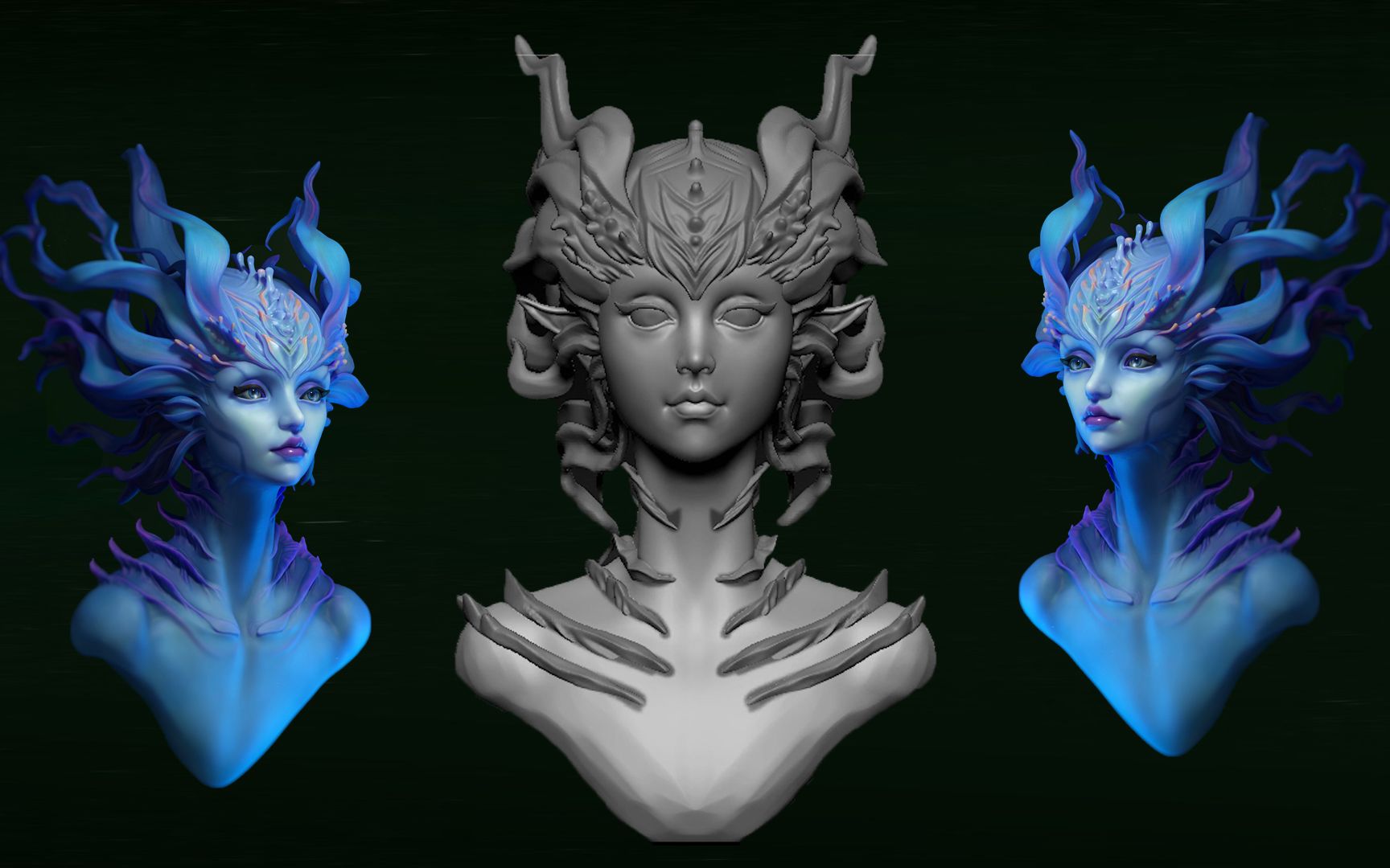 【zbrush人物建模】美人鱼角色制作,超详细讲解