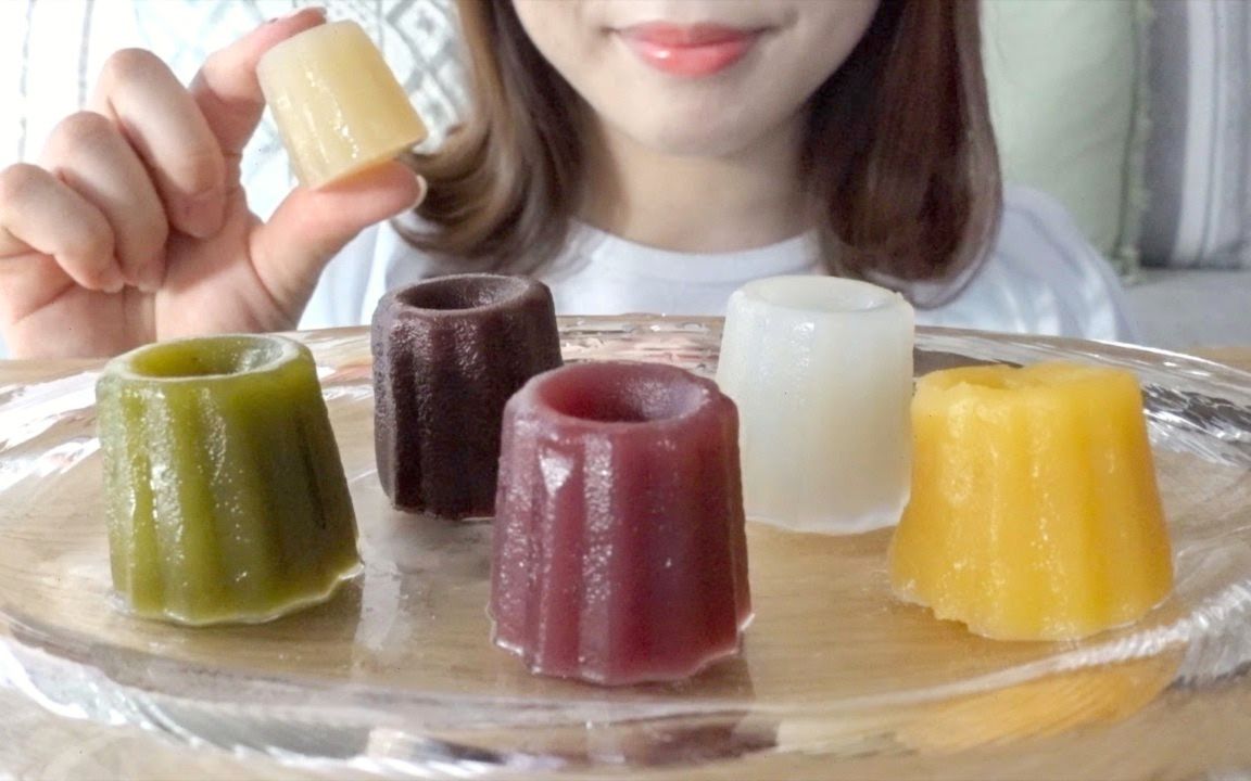 [图]☆ わさびの食べる音 ☆ 可露丽羊羹（柚子、椰奶、西番莲、巧克力香蕉、抹茶、覆盆子风味）食音咀嚼音