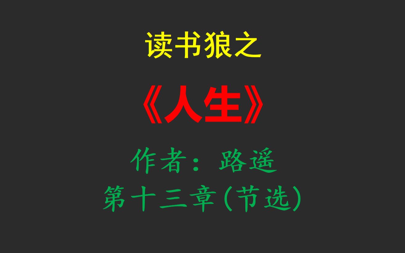 读书狼之《人生》第十三章(节选)哔哩哔哩bilibili