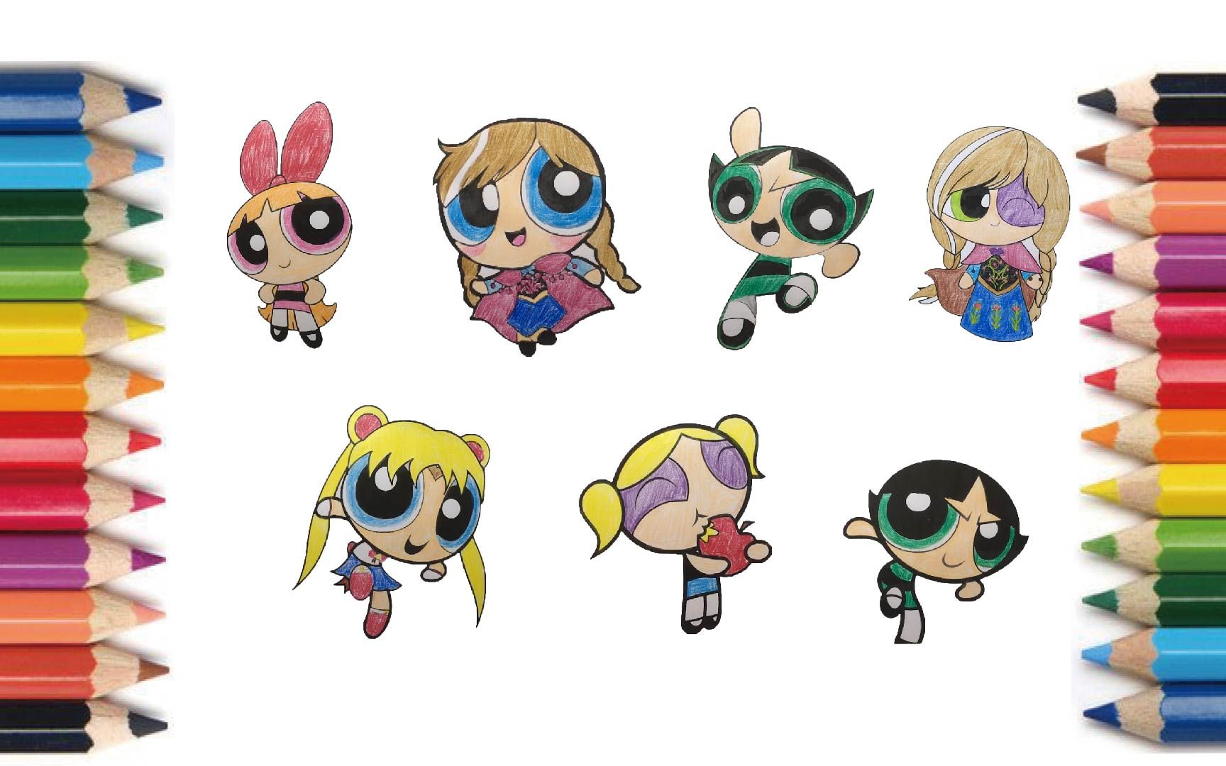 girls 【塗り絵】パワーパフガールズ 【涂色】飞天小女警 1498