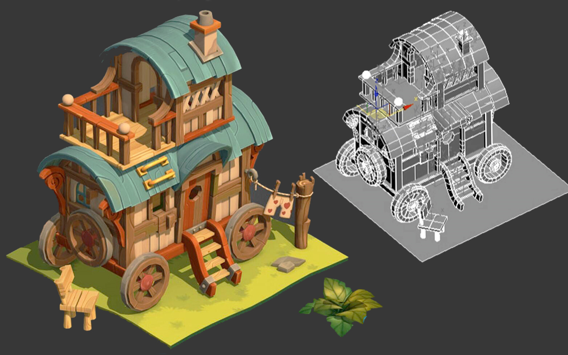 【3dmax场景建模】简单小木屋模型布线贴图全流程教学,新手入门必学