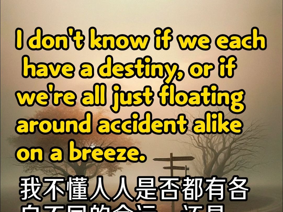 翻译:I don't know if we each have a destiny, or if we're all just floating...哔哩哔哩bilibili