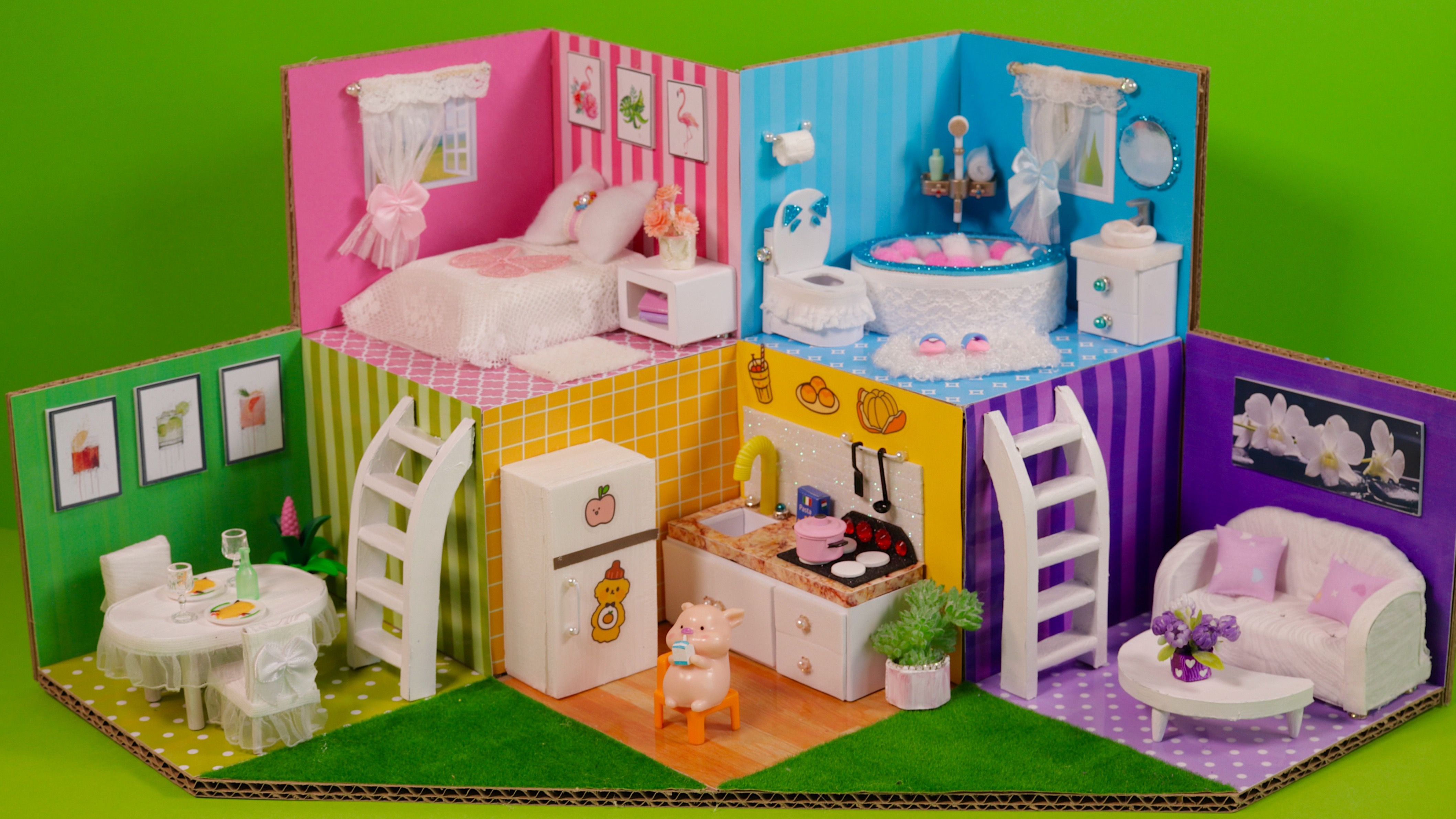 我用纸板做了一个5房小家