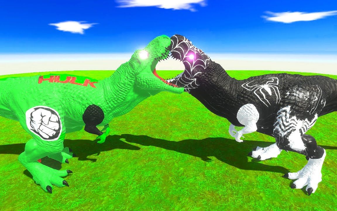 4x 绿巨人霸王龙与 4x 黑暗蜘蛛侠霸王龙 - 动物起义战斗模拟器arbs