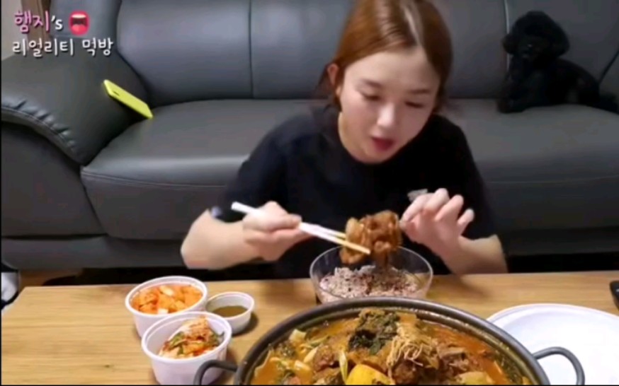 韩国小姐姐hamzy吃播,酸菜炖排骨
