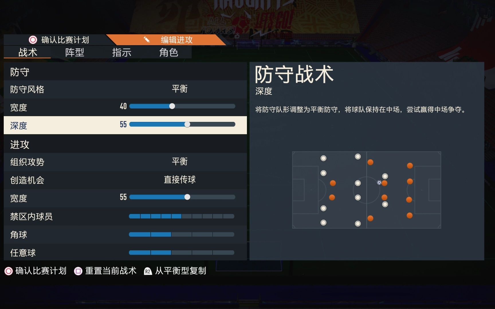 fifa23ut 3421阵型战术板及球员指令分享