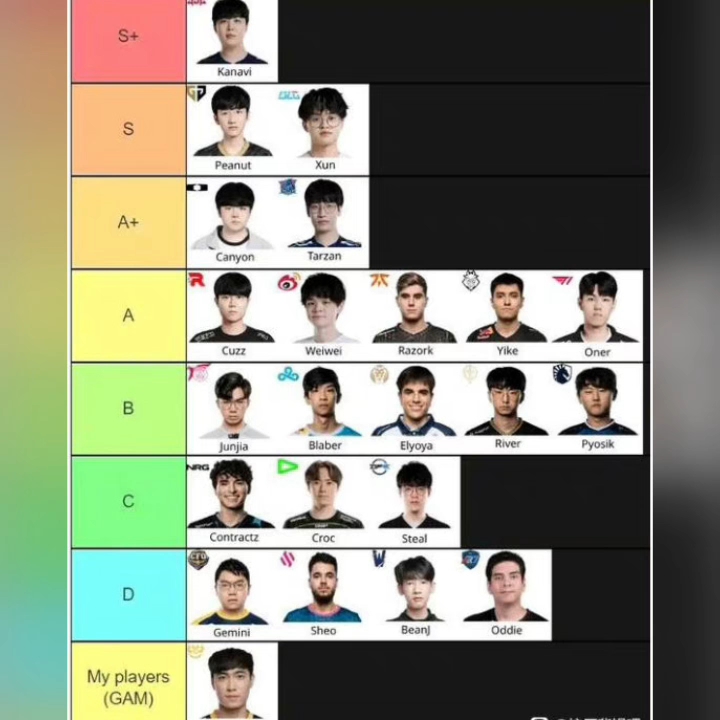 [图]外媒公布S13各战队与各位置选手评级:JDG独一档存在，RulerADC独一档，中单左右手并列s+，Faker仅为A，大家觉得这个评分合理吗？