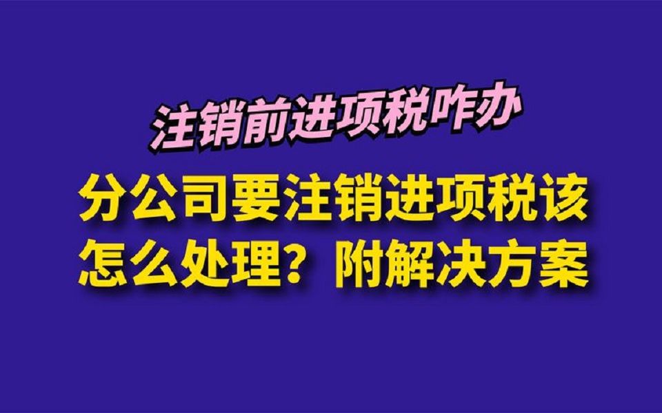 分公司要注销进项税该怎么处理?附解决方案哔哩哔哩bilibili