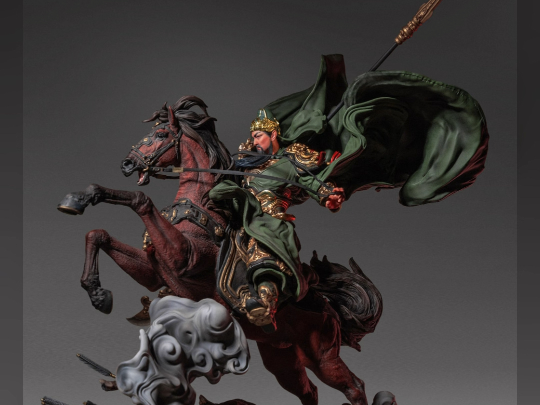 藏品名称:战神关羽藏品尺寸:约 (h)297mm * (w) 449mm * (l)374 mm