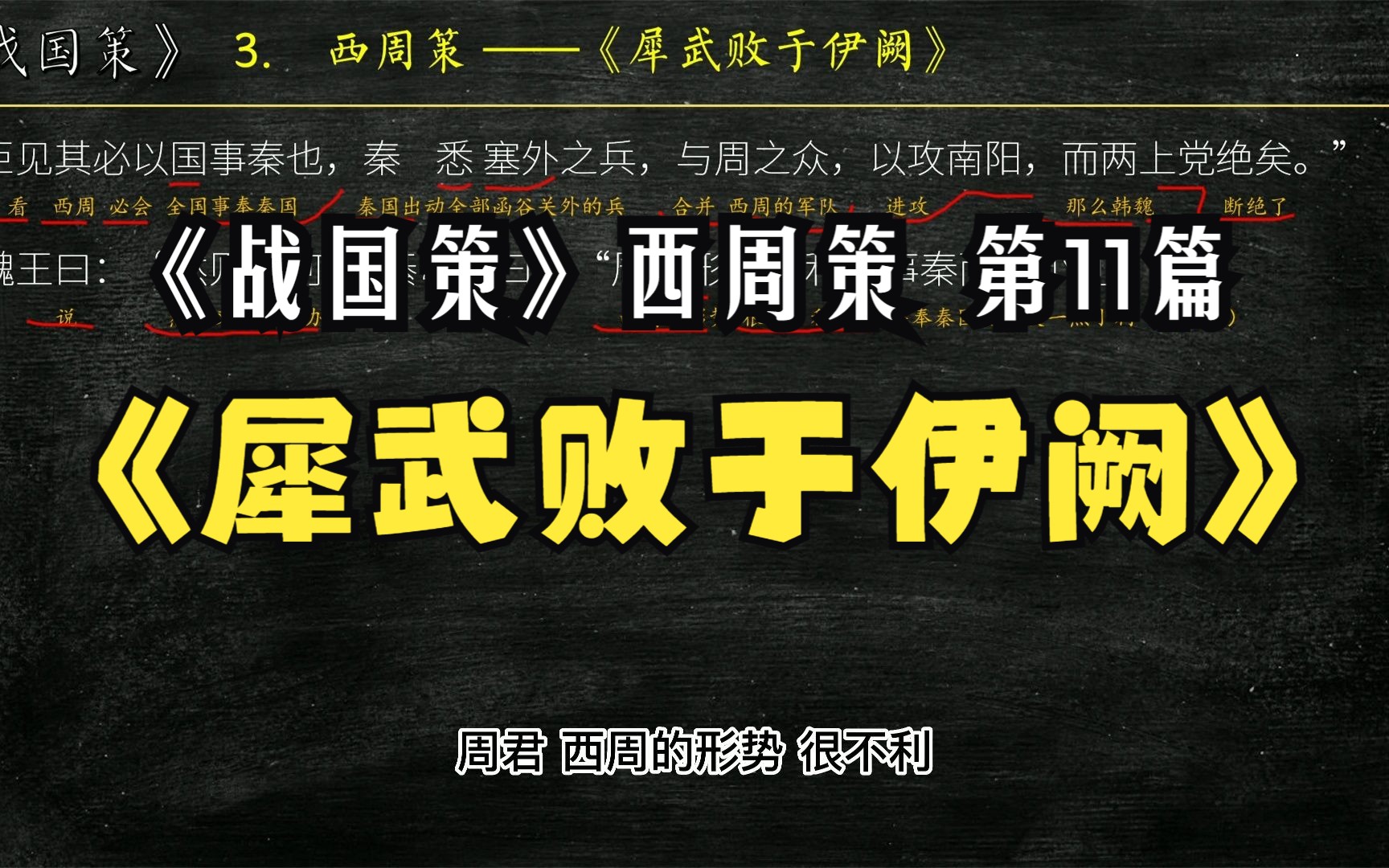 [图]《战国策》西周策《犀武败于伊阙》全文解读翻译 文白对照 文言文解释