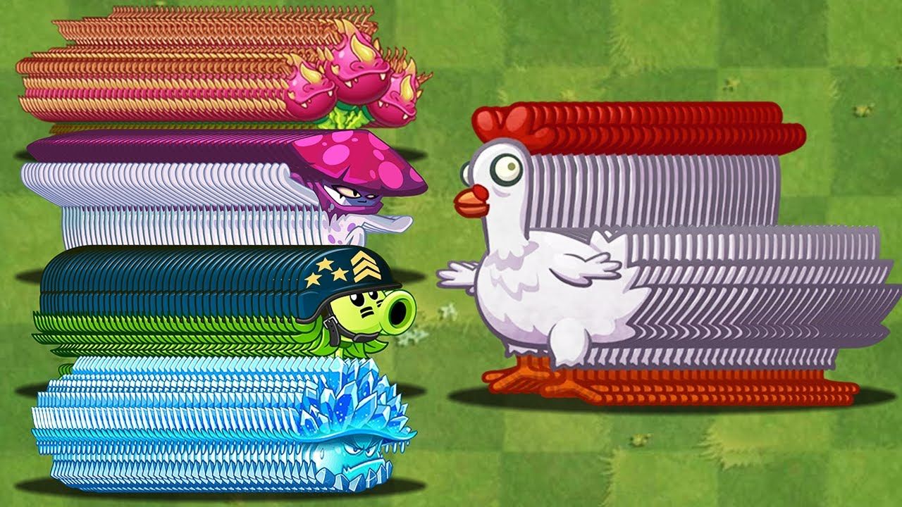 100植物等级1对抗300只鸡僵尸 - 谁会赢?- pvz 2 挑战