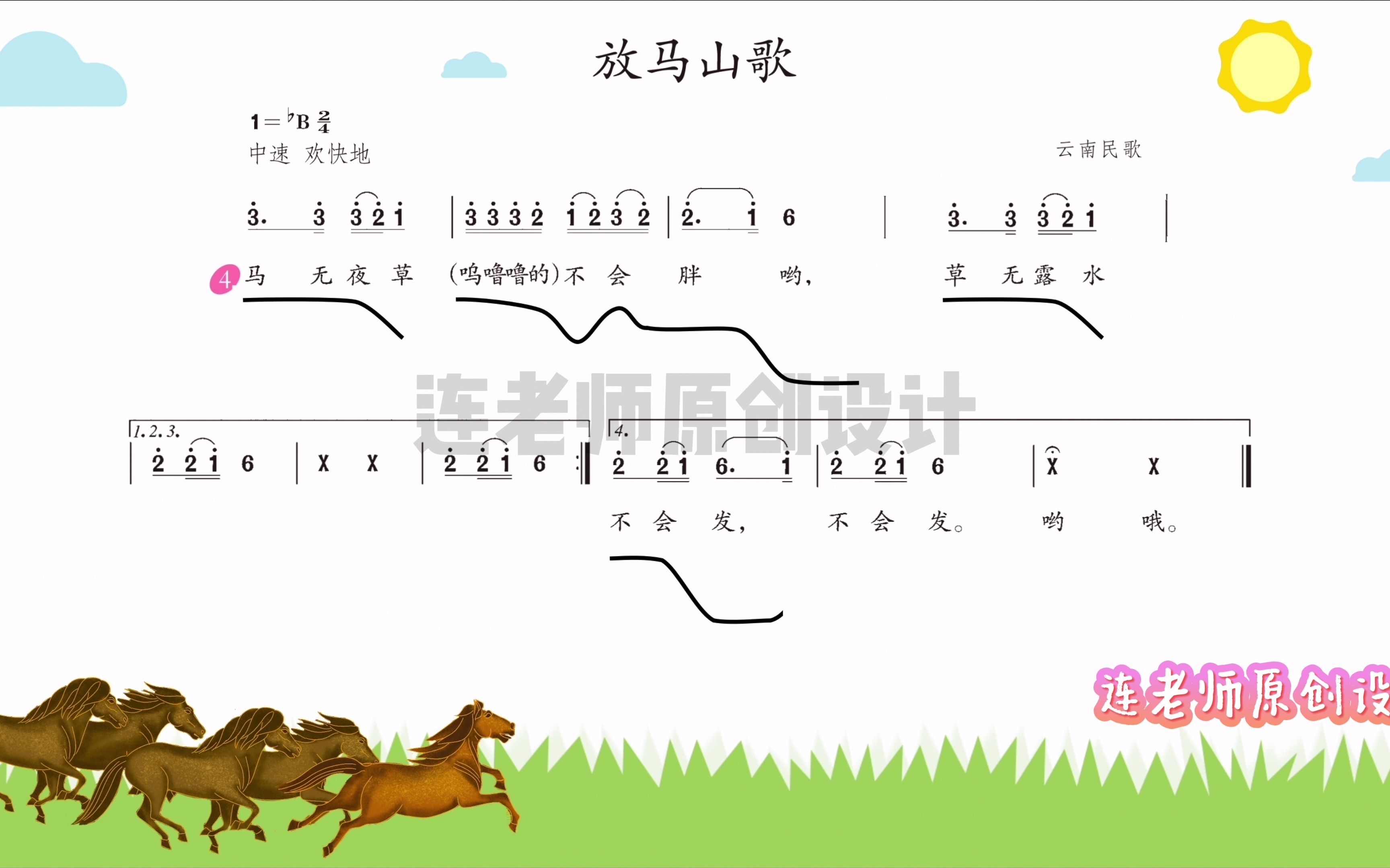 [图]《放马山歌》课件旋律线范唱版