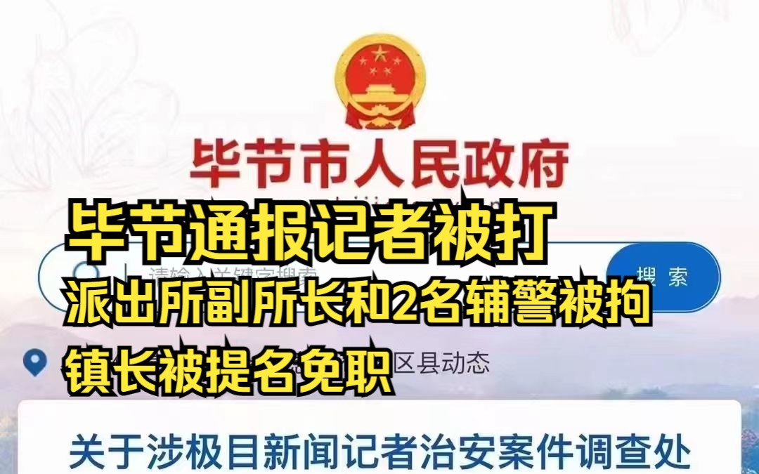 毕节通报记者被打:派出所副所长和2名辅警被拘,镇长被提名免职哔哩哔哩bilibili